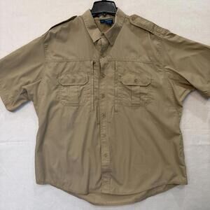 Propper Men's 2XL Tactical Shirt Short Sleeve Khaki Zip Front Pockets Uniform